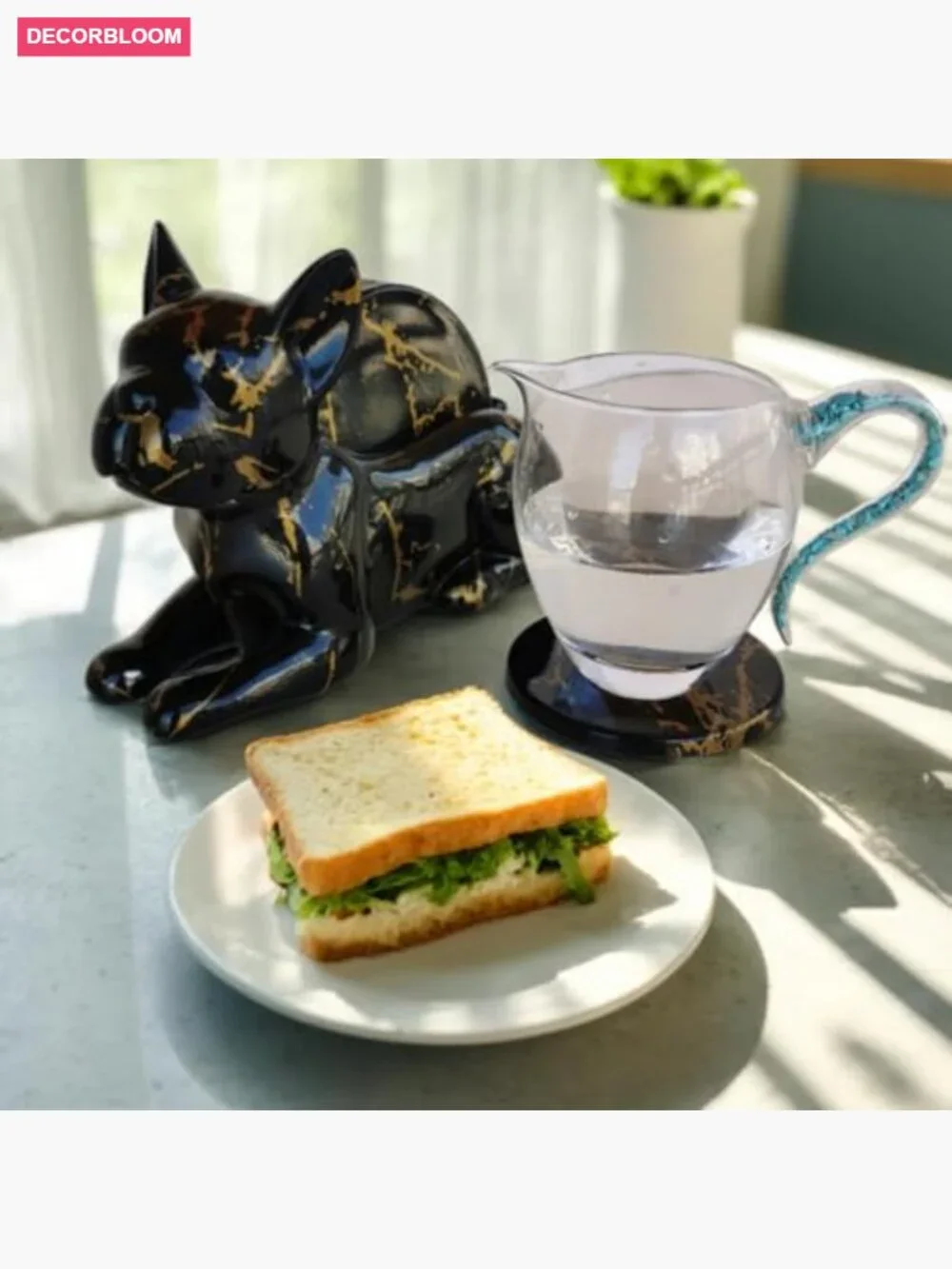 Dog Marble Coaster Set of 4 with Holder, Resin Coasters for Table Bar